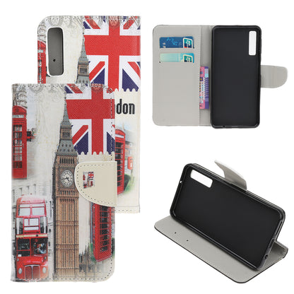 Pattern Printing Cross Texture Leather Wallet Case for Samsung Galaxy A70