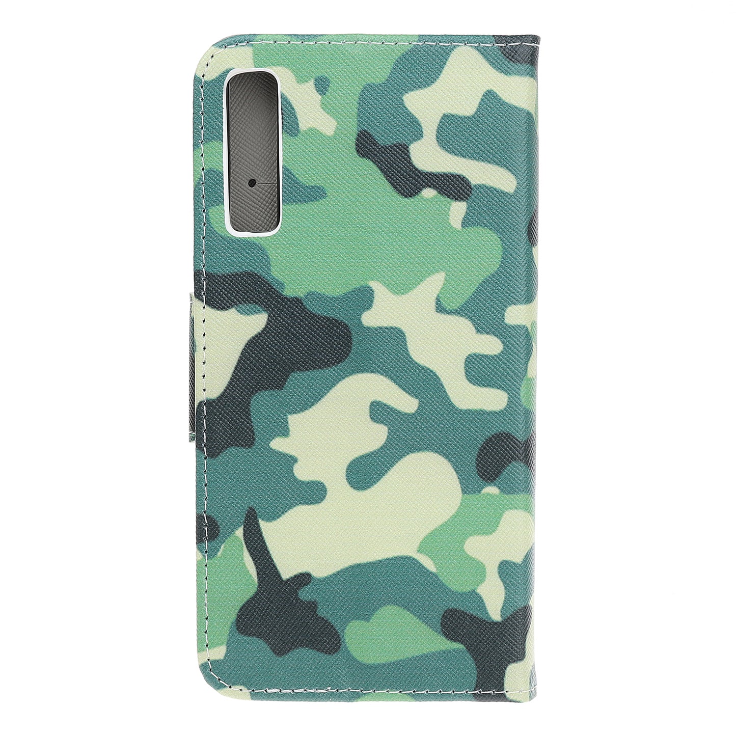 Pattern Printing Cross Texture Leather Wallet Case for Samsung Galaxy A70