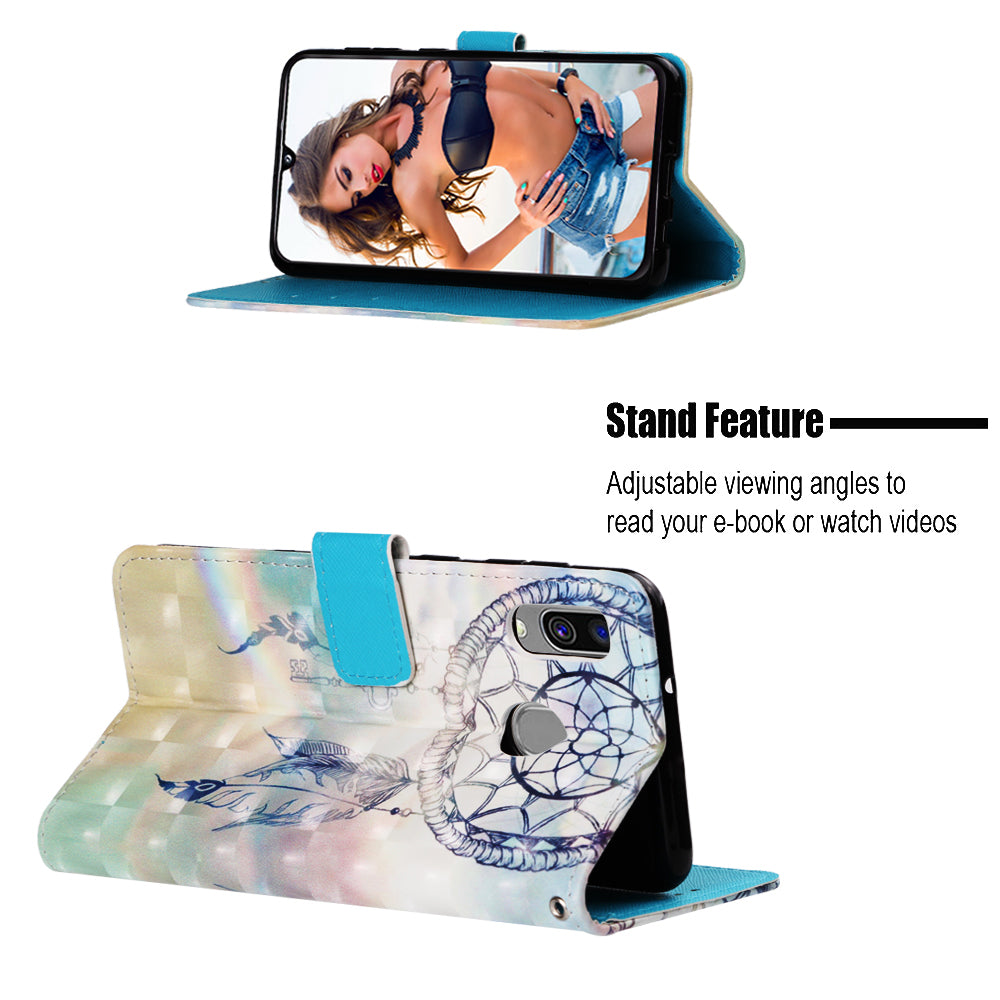 Pattern Printing PU Leather Wallet Case with Strap for Samsung Galaxy A40