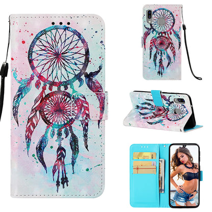 Pattern Printing PU Leather Wallet Case with Strap for Samsung Galaxy A40