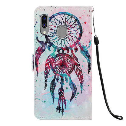 Pattern Printing PU Leather Wallet Case with Strap for Samsung Galaxy A40