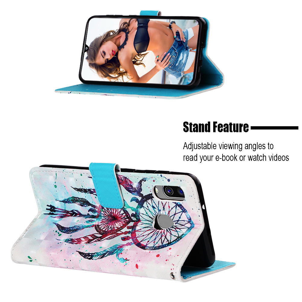 Pattern Printing PU Leather Wallet Case with Strap for Samsung Galaxy A40