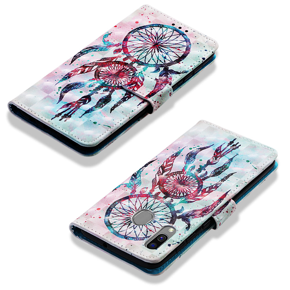 Pattern Printing PU Leather Wallet Case with Strap for Samsung Galaxy A40