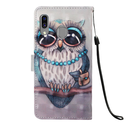 Pattern Printing PU Leather Wallet Case with Strap for Samsung Galaxy A40