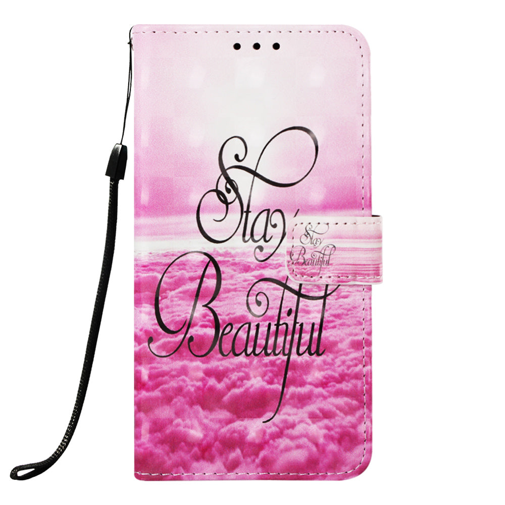 Pattern Printing PU Leather Wallet Case with Strap for Samsung Galaxy A40