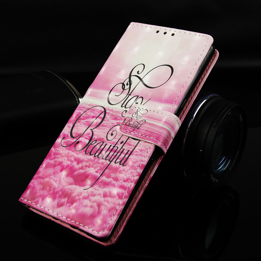 Pattern Printing PU Leather Wallet Case with Strap for Samsung Galaxy A40