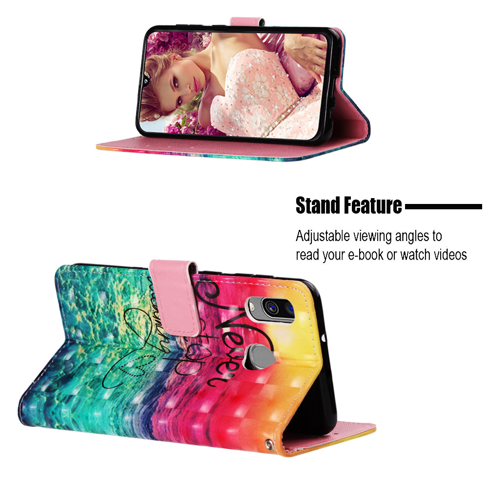 Pattern Printing PU Leather Wallet Case with Strap for Samsung Galaxy A40