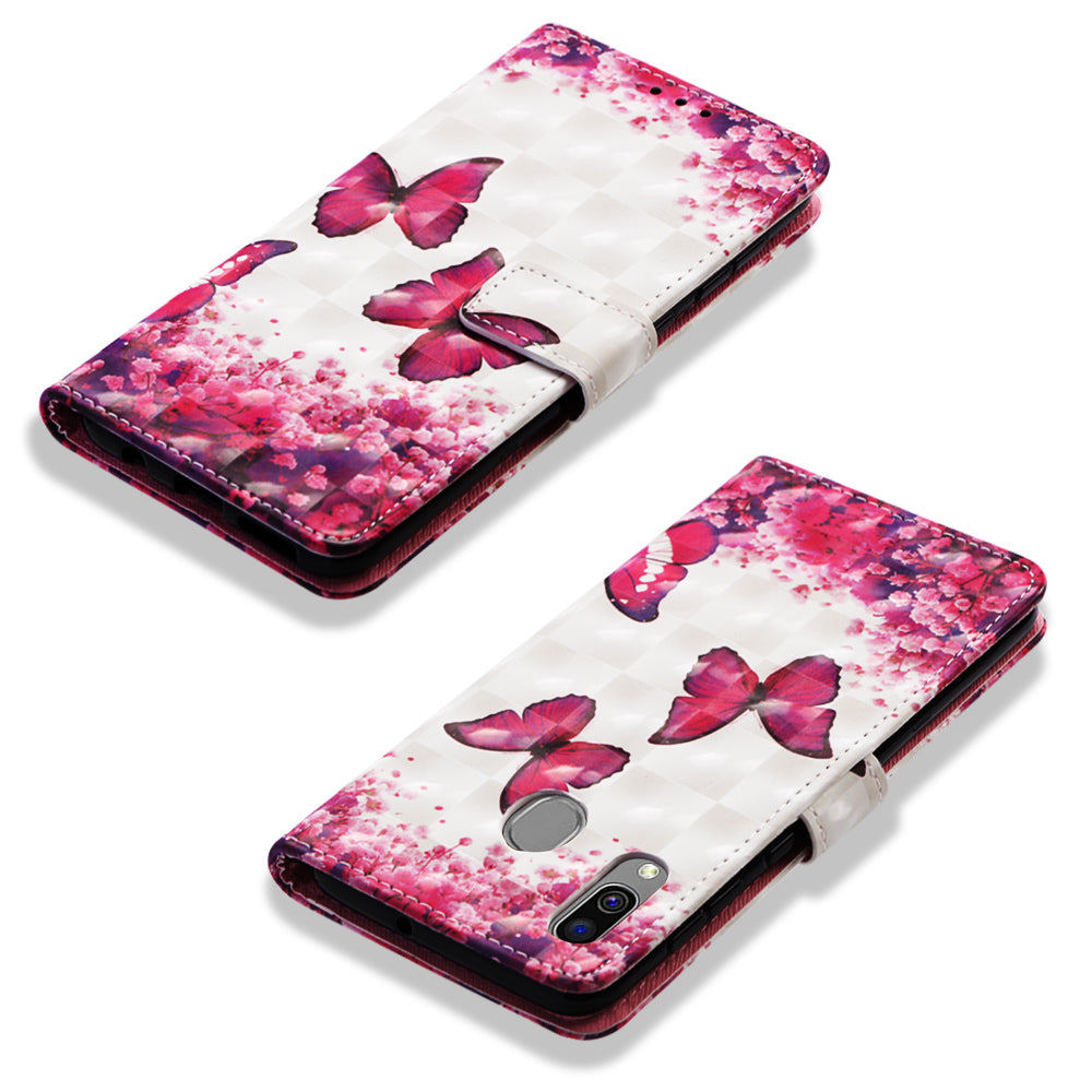 Pattern Printing PU Leather Wallet Case with Strap for Samsung Galaxy A40