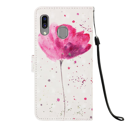 Pattern Printing PU Leather Wallet Case with Strap for Samsung Galaxy A40