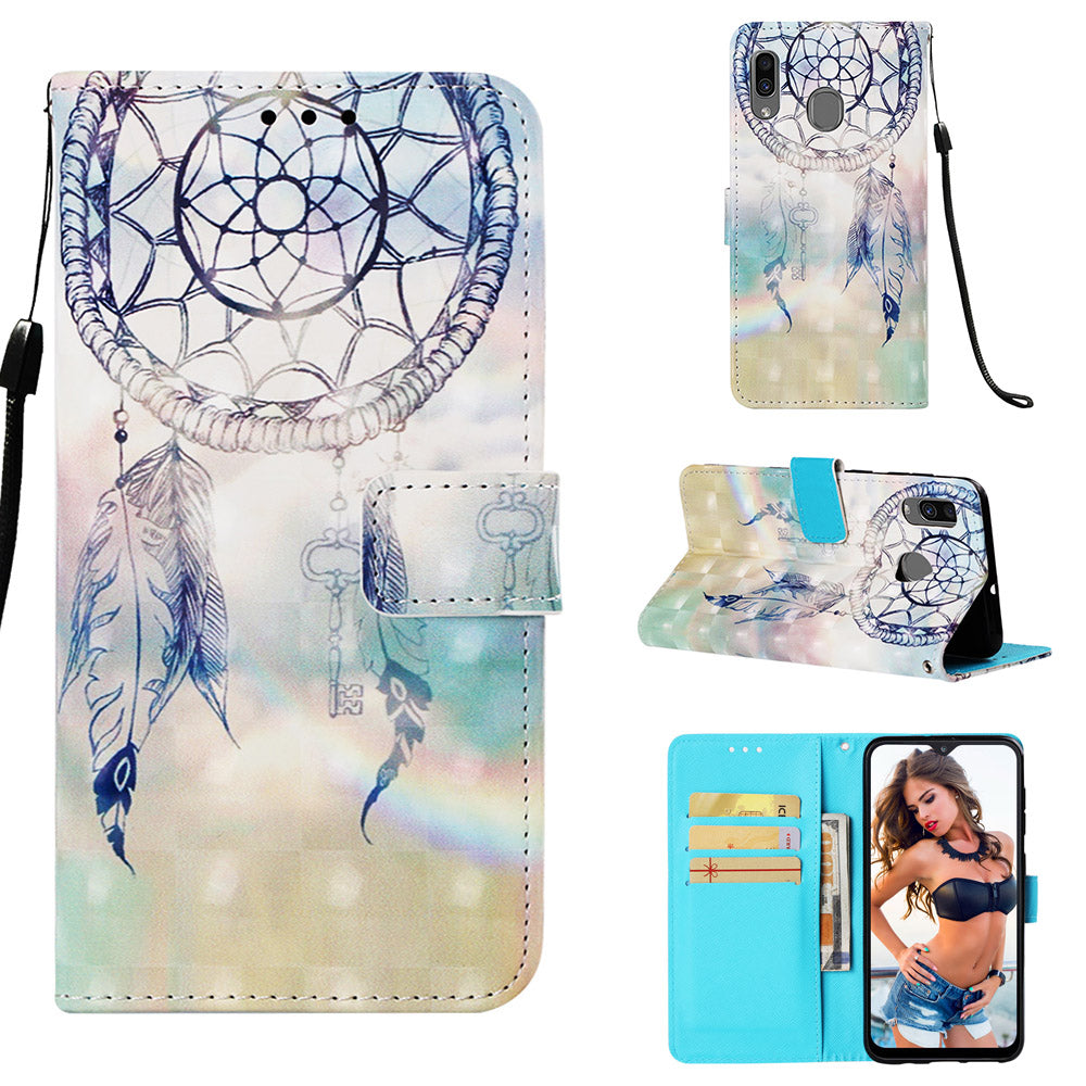 Pattern Printing Wallet Stand Leather Cover for Samsung Galaxy A20/A30