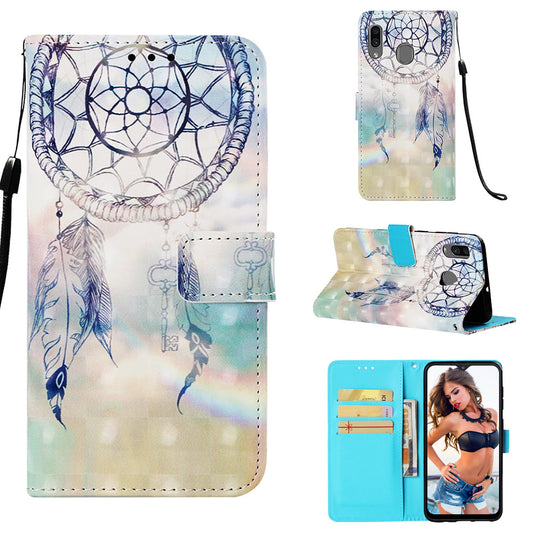 Pattern Printing Wallet Stand Leather Cover for Samsung Galaxy A20/A30