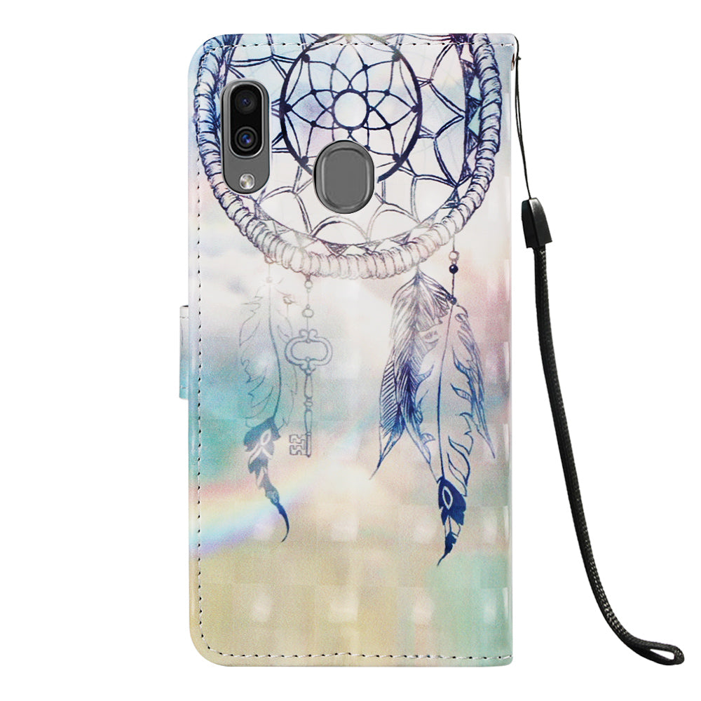 Pattern Printing Wallet Stand Leather Cover for Samsung Galaxy A20/A30