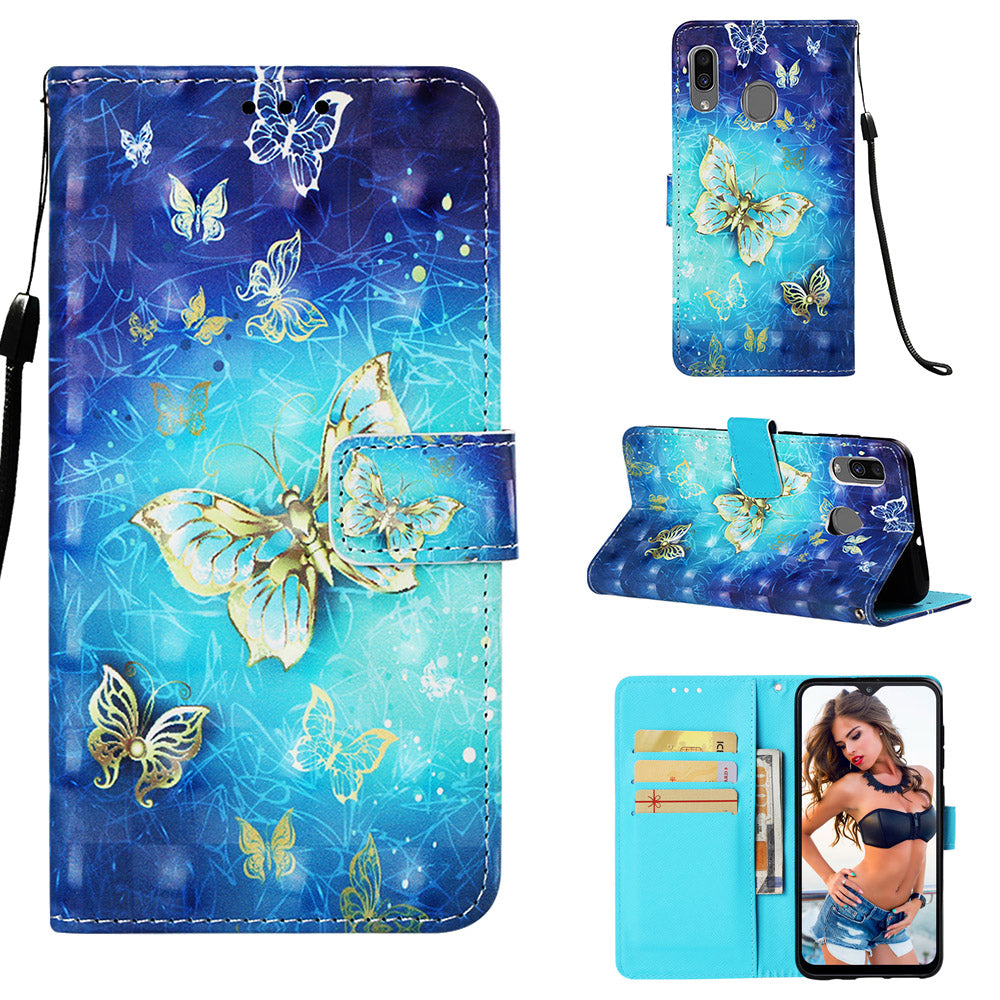 Pattern Printing Wallet Stand Leather Cover for Samsung Galaxy A20/A30