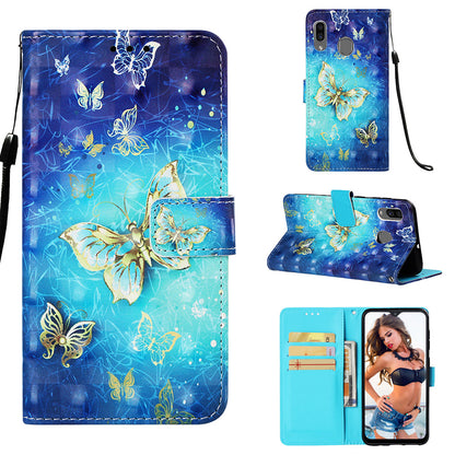 Pattern Printing Wallet Stand Leather Cover for Samsung Galaxy A20/A30