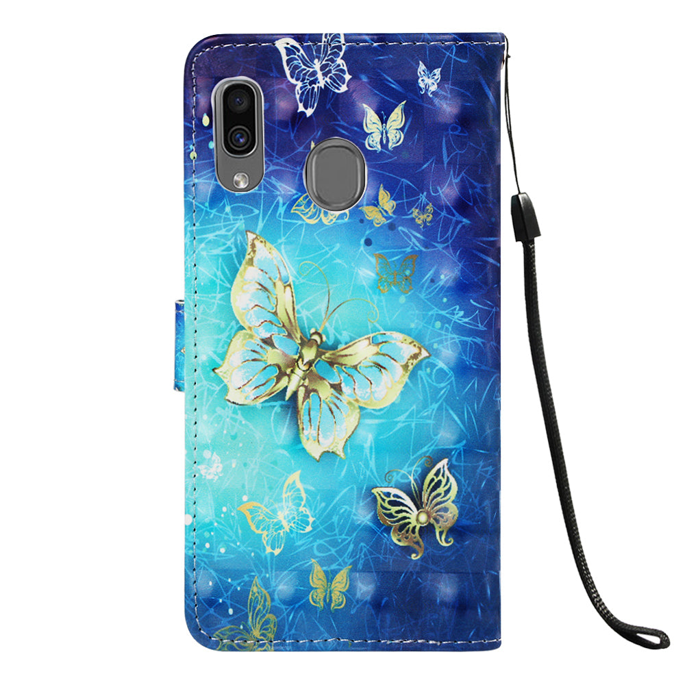 Pattern Printing Wallet Stand Leather Cover for Samsung Galaxy A20/A30
