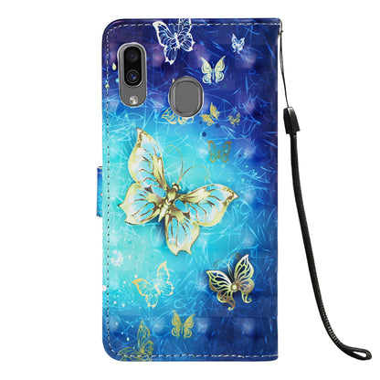 Pattern Printing Wallet Stand Leather Cover for Samsung Galaxy A20/A30