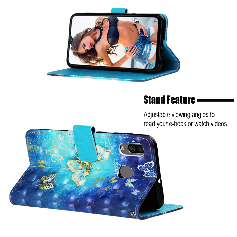 Pattern Printing Wallet Stand Leather Cover for Samsung Galaxy A20/A30