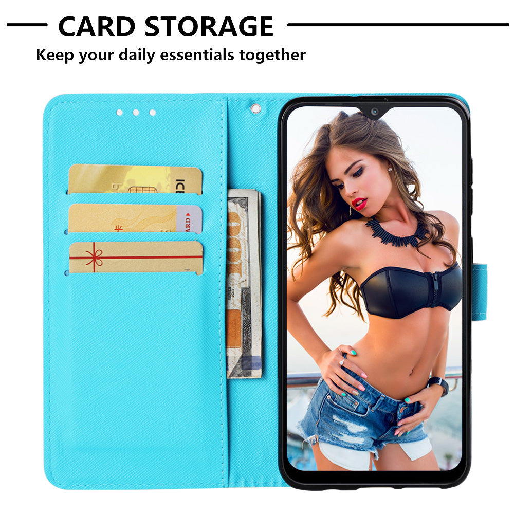 Pattern Printing Wallet Stand Leather Cover for Samsung Galaxy A20/A30
