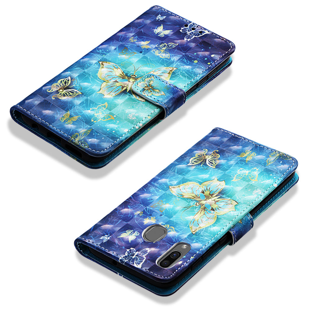 Pattern Printing Wallet Stand Leather Cover for Samsung Galaxy A20/A30