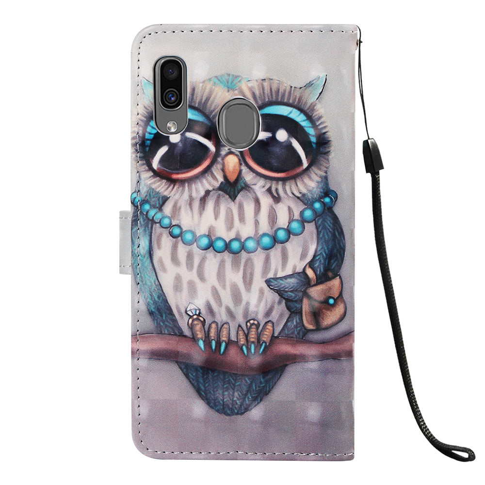 Pattern Printing Wallet Stand Leather Cover for Samsung Galaxy A20/A30