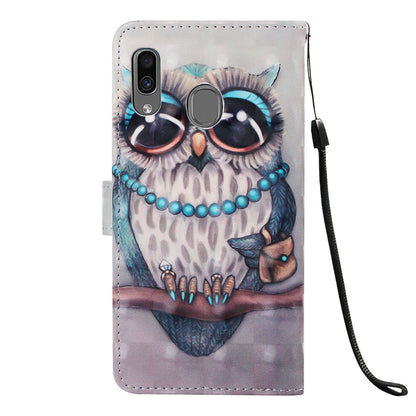 Pattern Printing Wallet Stand Leather Cover for Samsung Galaxy A20/A30
