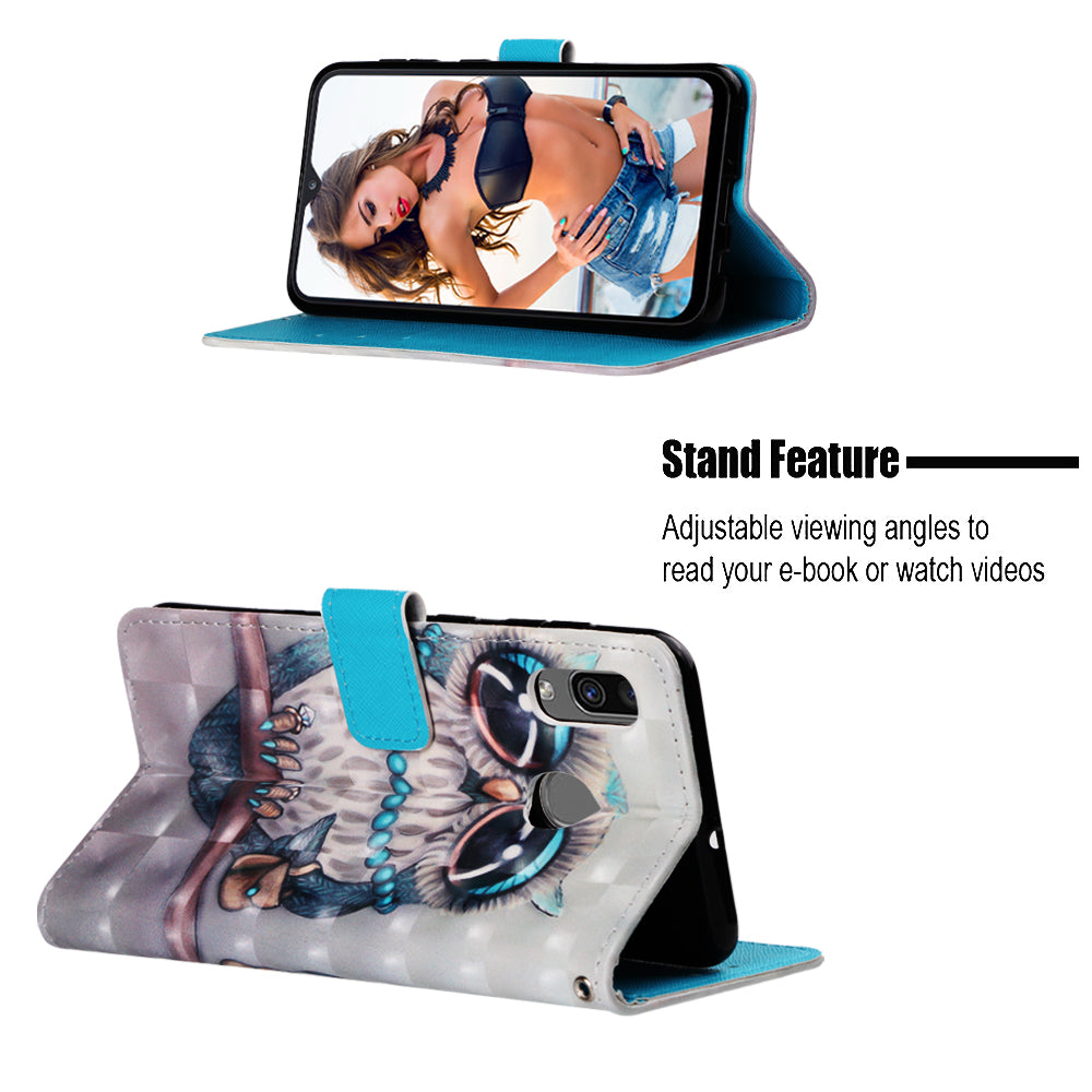 Pattern Printing Wallet Stand Leather Cover for Samsung Galaxy A20/A30