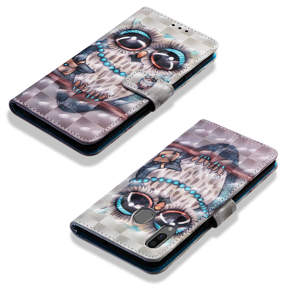 Pattern Printing Wallet Stand Leather Cover for Samsung Galaxy A20/A30