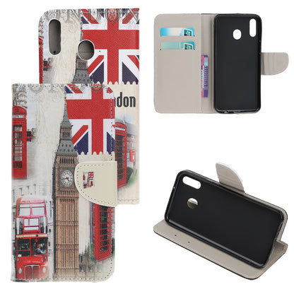 Cross Texture Pattern Printing PU Leather Magnetic Phone Cover for Samsung Galaxy A40