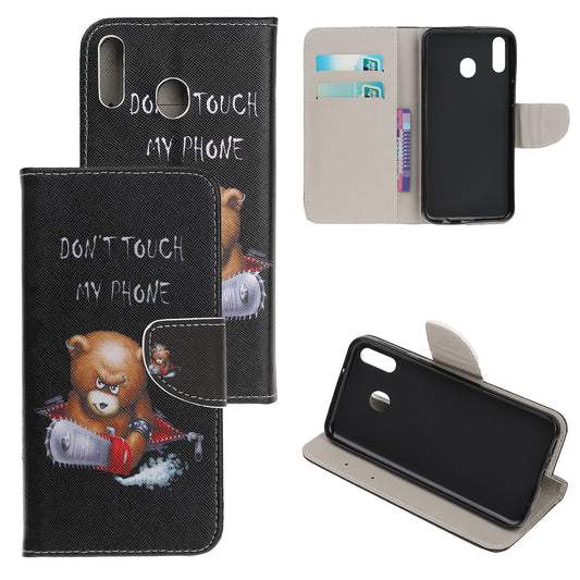Cross Texture Pattern Printing PU Leather Magnetic Phone Cover for Samsung Galaxy A40