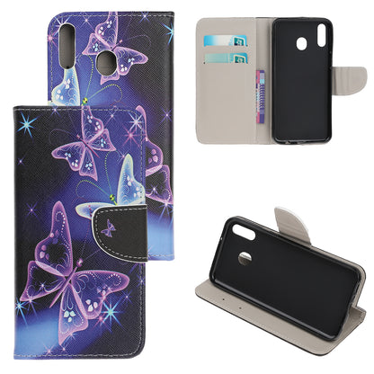 Cross Texture Pattern Printing PU Leather Magnetic Phone Cover for Samsung Galaxy A40