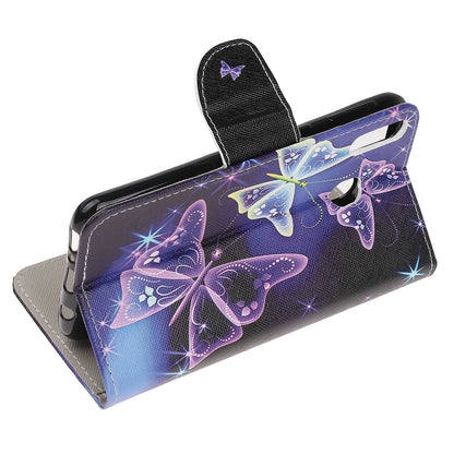 Cross Texture Pattern Printing PU Leather Magnetic Phone Cover for Samsung Galaxy A40