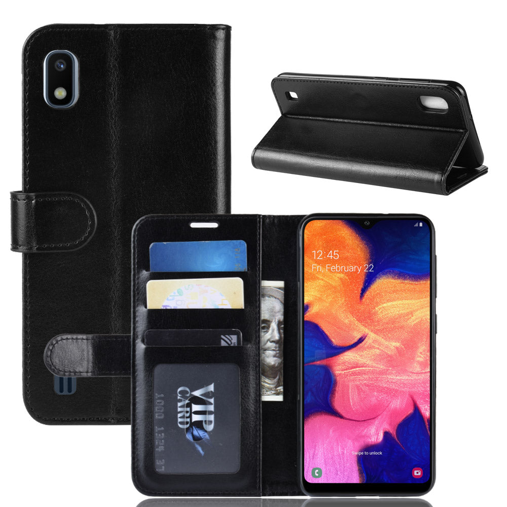 Crazy Horse Wallet Leather Mobile Cover for Samsung Galaxy A10