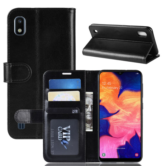 Crazy Horse Wallet Leather Mobile Cover for Samsung Galaxy A10
