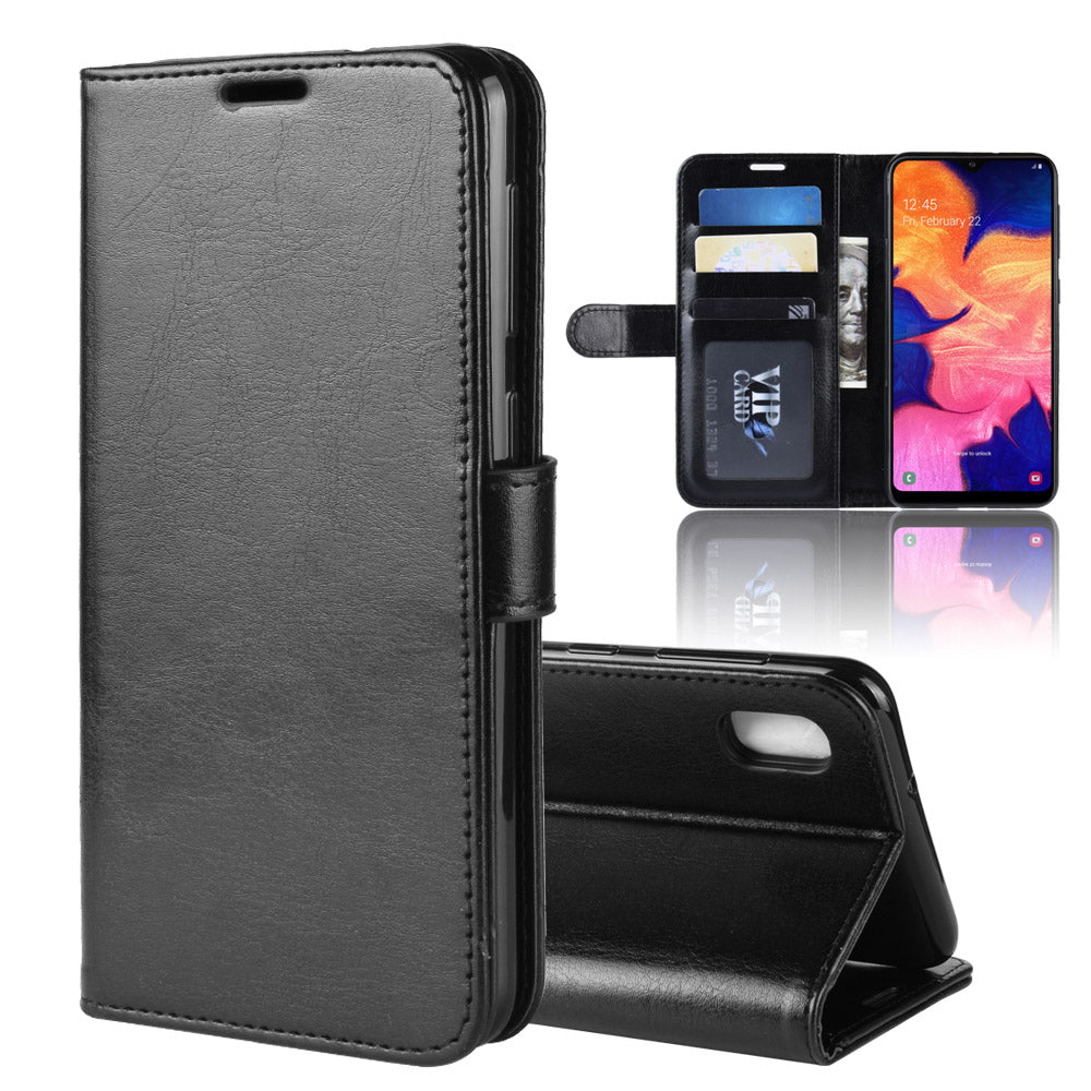 Crazy Horse Wallet Leather Mobile Cover for Samsung Galaxy A10