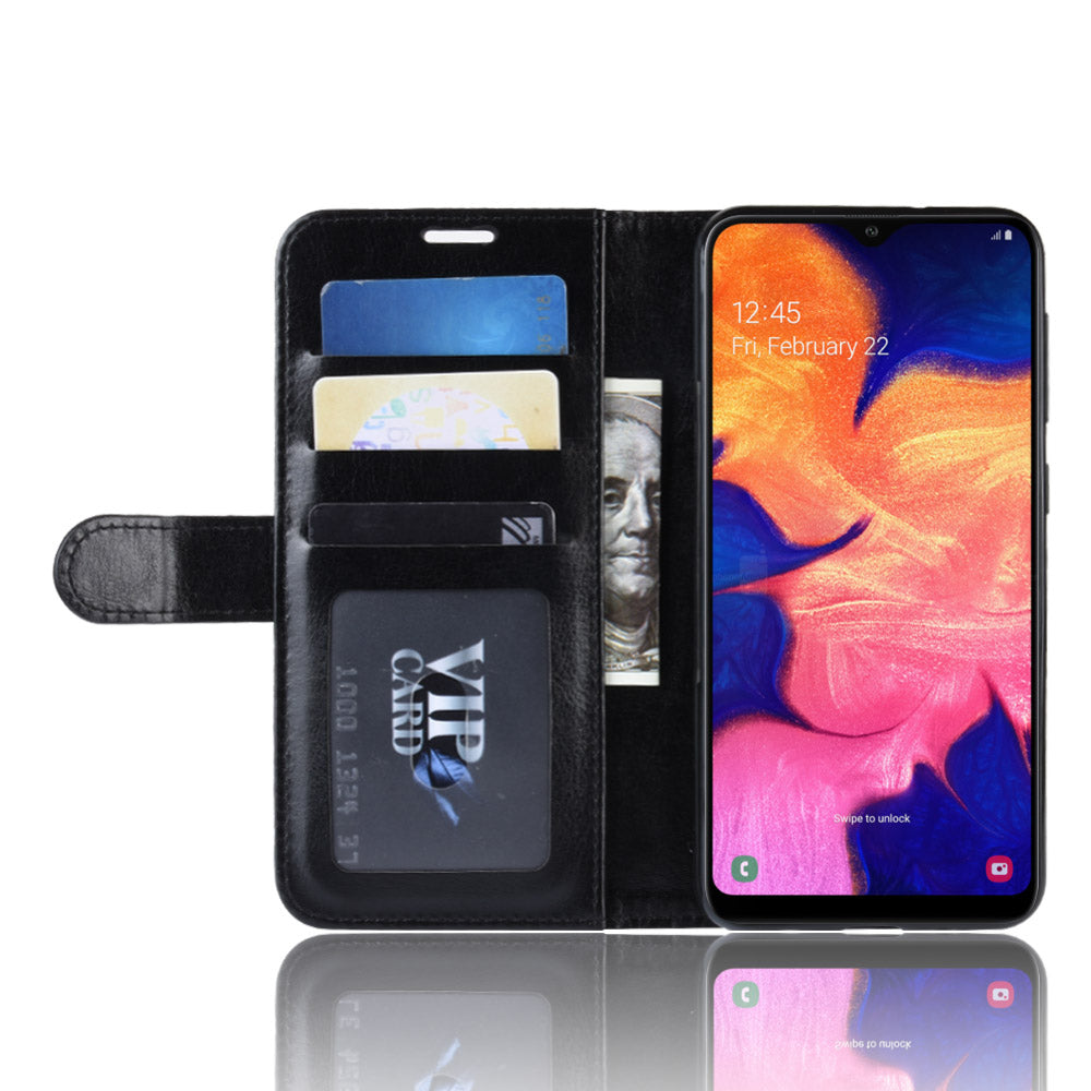 Crazy Horse Wallet Leather Mobile Cover for Samsung Galaxy A10