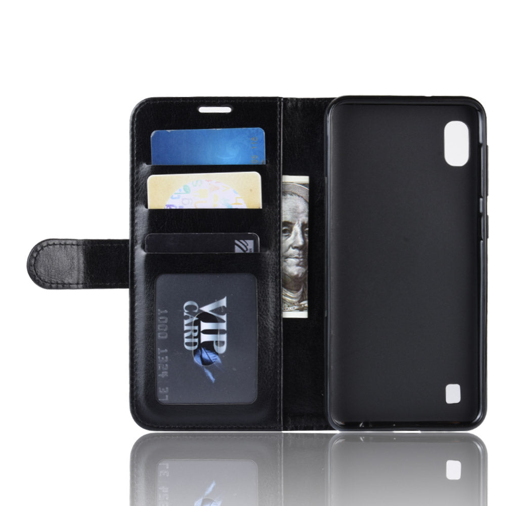 Crazy Horse Wallet Leather Mobile Cover for Samsung Galaxy A10