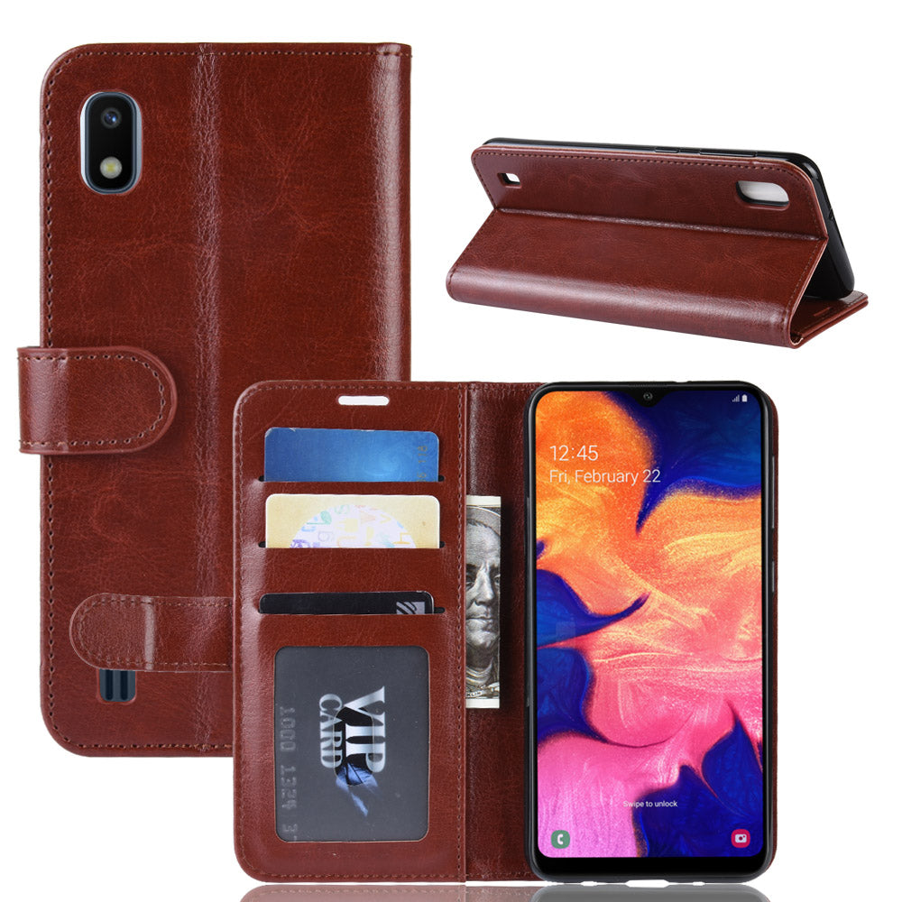 Crazy Horse Wallet Leather Mobile Cover for Samsung Galaxy A10