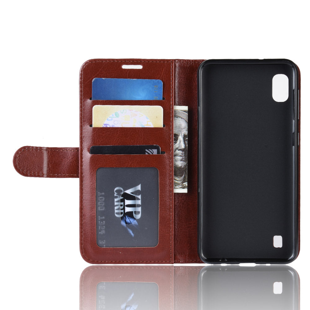 Crazy Horse Wallet Leather Mobile Cover for Samsung Galaxy A10