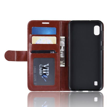 Crazy Horse Wallet Leather Mobile Cover for Samsung Galaxy A10