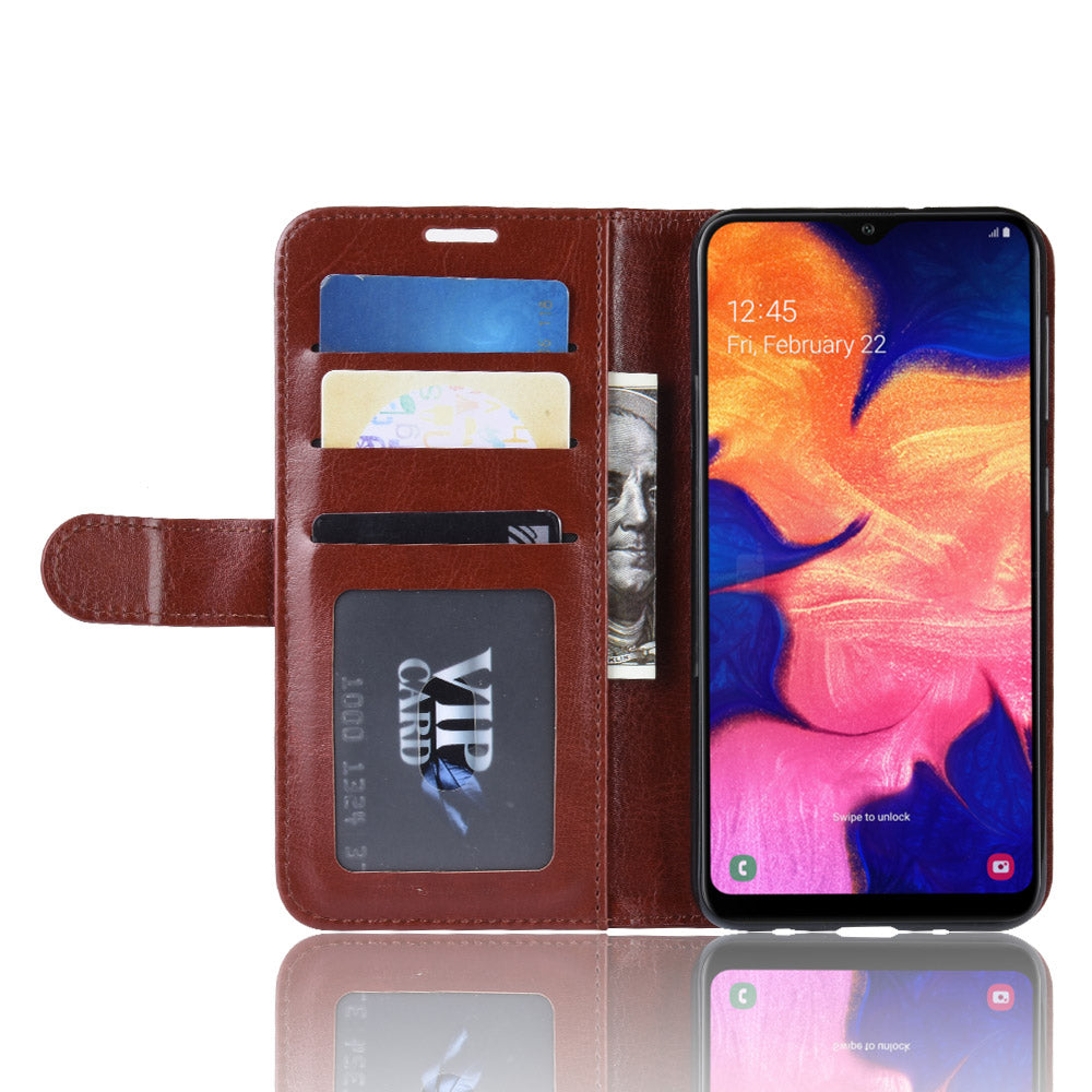 Crazy Horse Wallet Leather Mobile Cover for Samsung Galaxy A10
