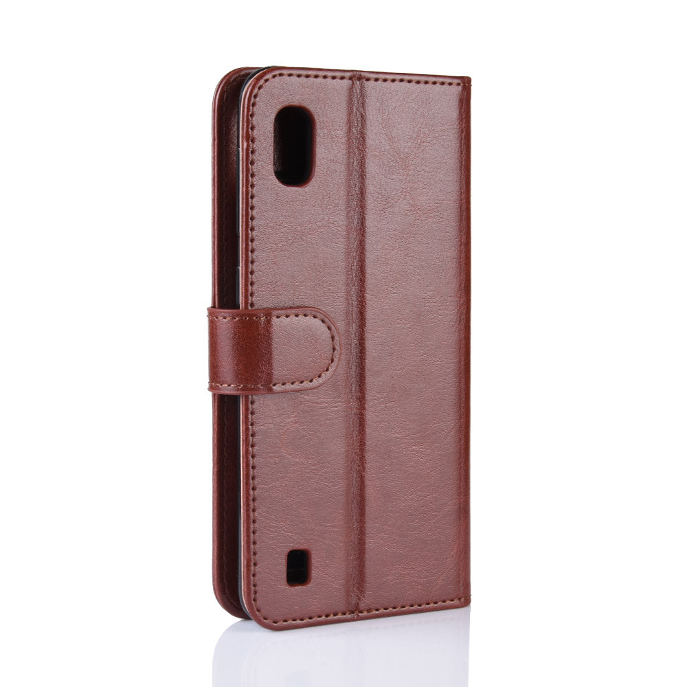 Crazy Horse Wallet Leather Mobile Cover for Samsung Galaxy A10