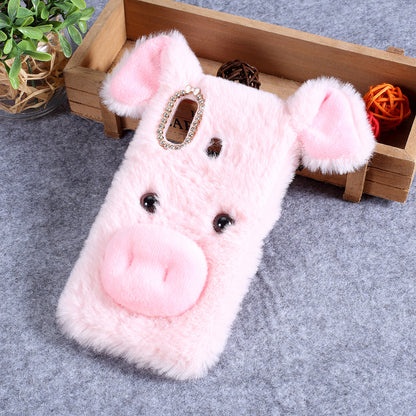 Rhinestone Decor Fluffy Fur Coated TPU Case for Samsung Galaxy A30/A20