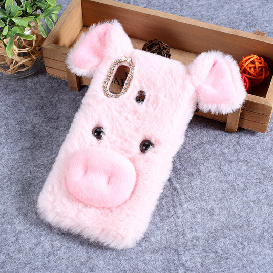 Rhinestone Decor Fluffy Fur Coated TPU Case for Samsung Galaxy A30/A20