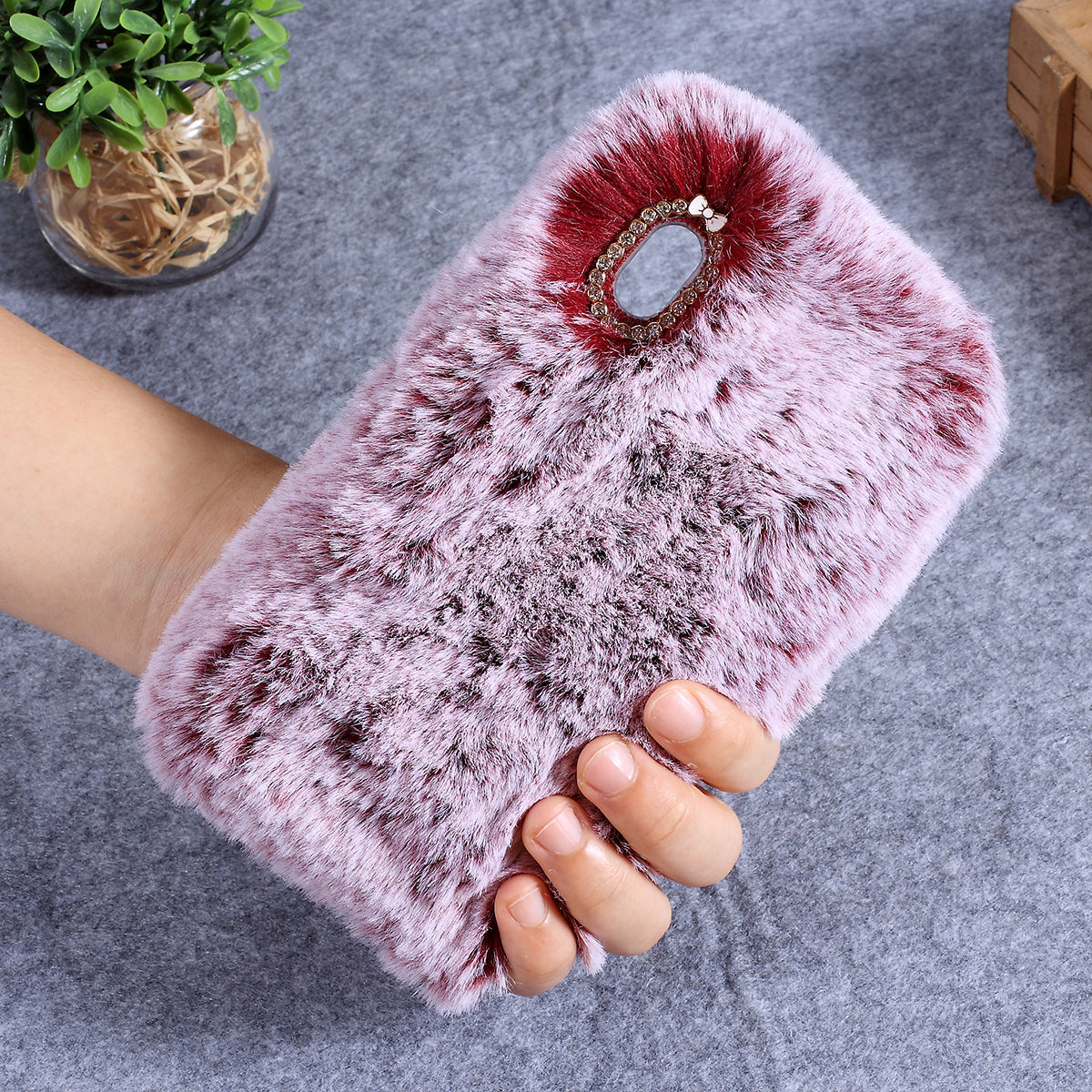 Soft Fur Coated Rhinestone TPU Case for Samsung Galaxy A10