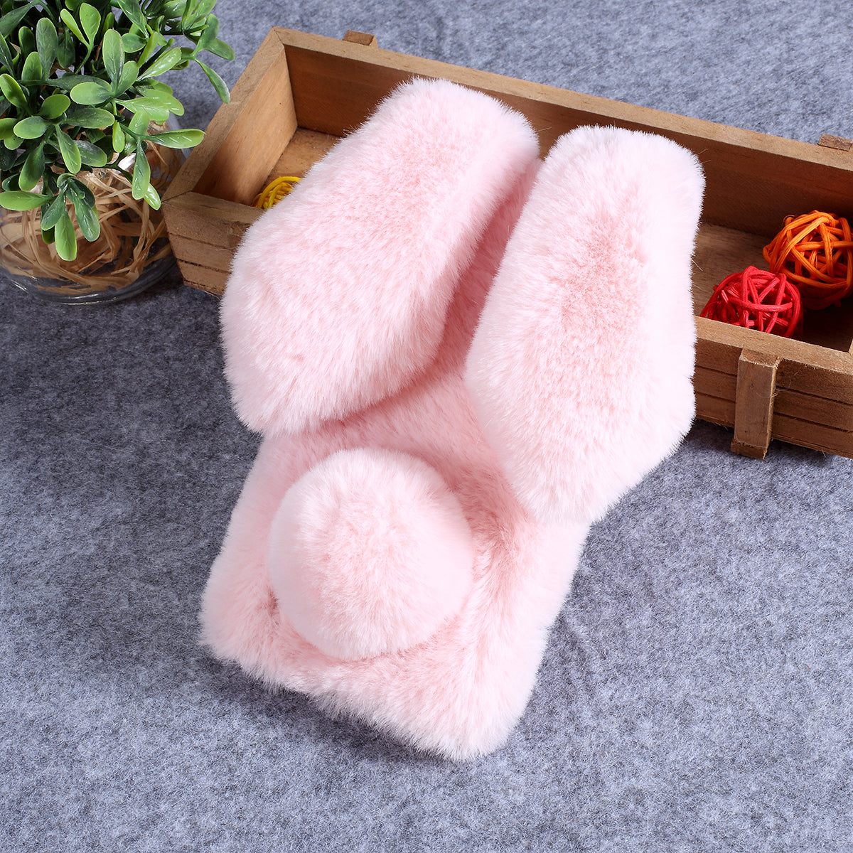 Rabbit Shape Fluffy Fur Coated Rhinestone TPU Case for Samsung Galaxy A10