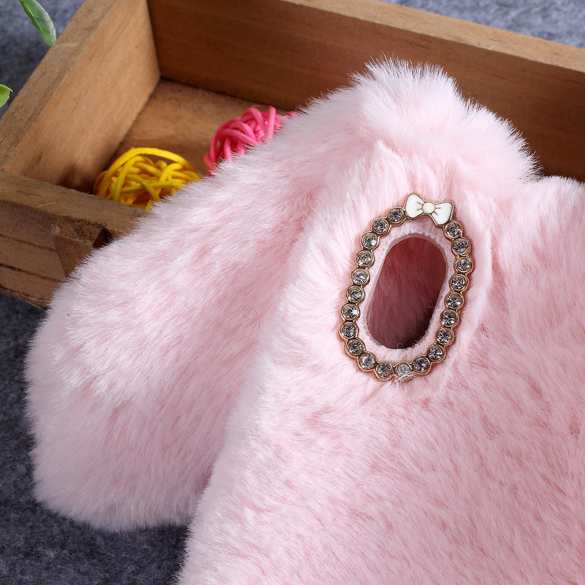 Rabbit Shape Fluffy Fur Coated Rhinestone TPU Case for Samsung Galaxy A10