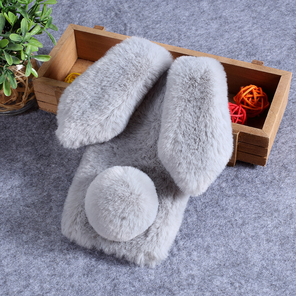 Rabbit Shape Fluffy Fur Coated Rhinestone TPU Case for Samsung Galaxy A10