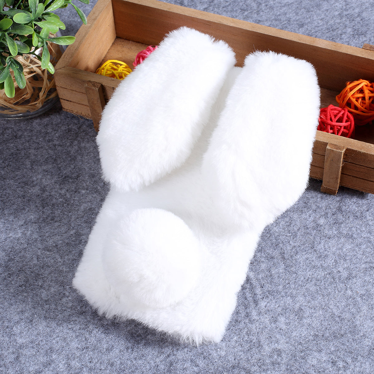 Rabbit Shape Fluffy Fur Coated Rhinestone TPU Case for Samsung Galaxy A10