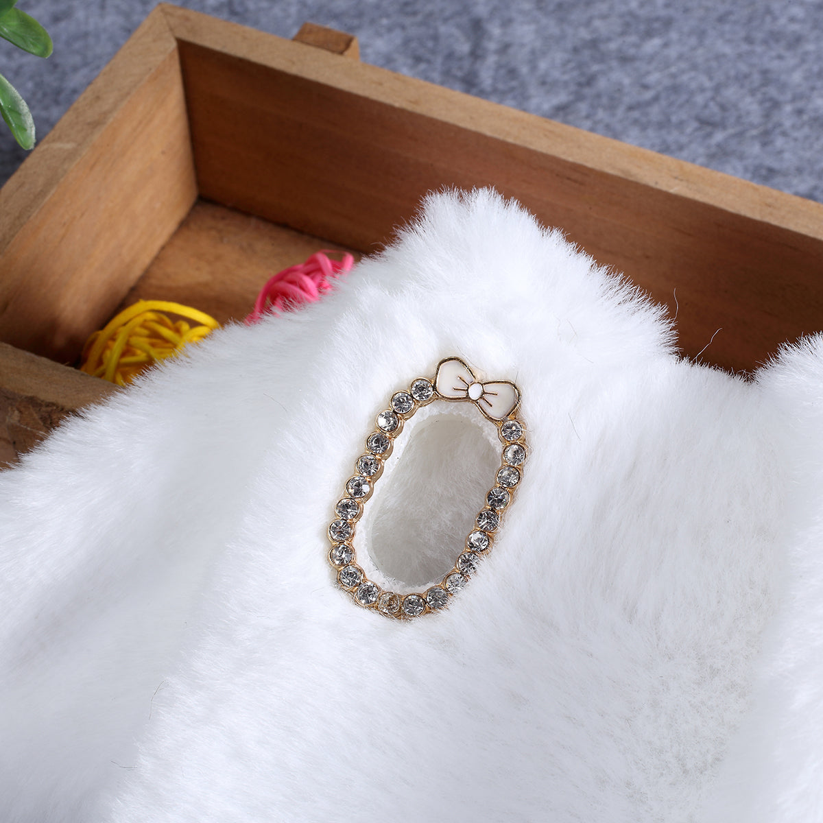 Rabbit Shape Fluffy Fur Coated Rhinestone TPU Case for Samsung Galaxy A10