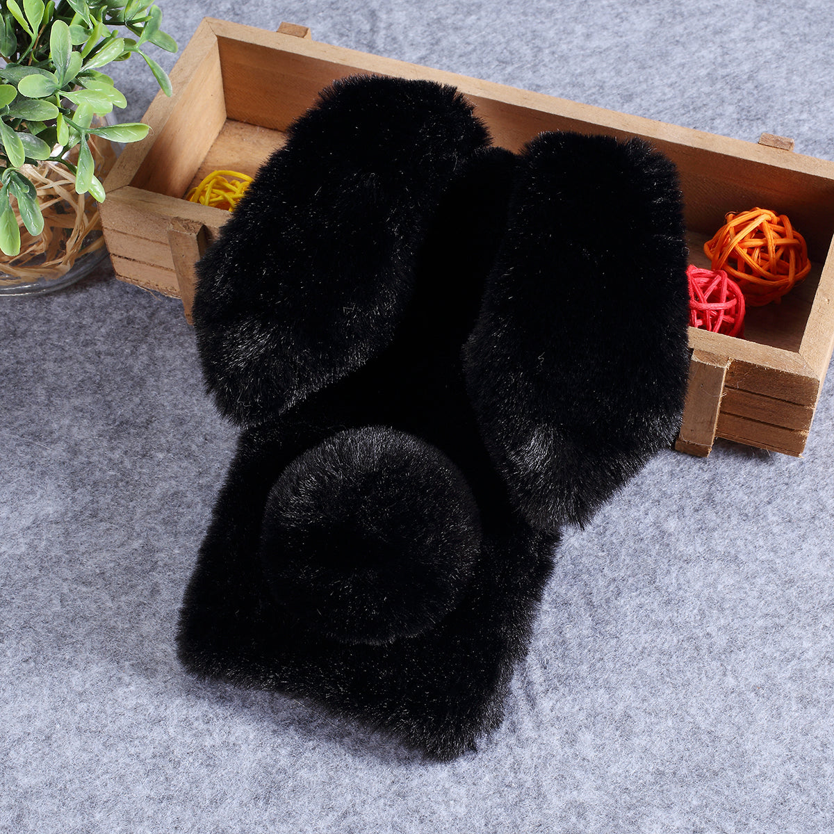 Rabbit Shape Fluffy Fur Coated Rhinestone TPU Case for Samsung Galaxy A10